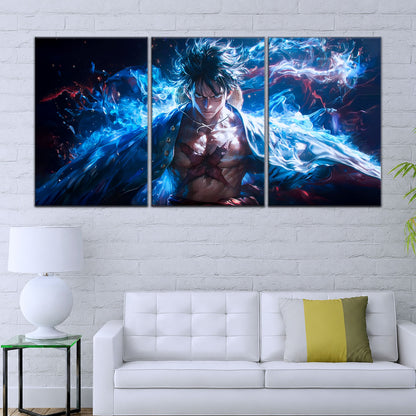 One Piece Canvas Wall Art - Monkey D. Luffy 5 Piece Split Panel Anime Poster - Framed Ready to Hang Living Room & Man Cave Decor - OP5041