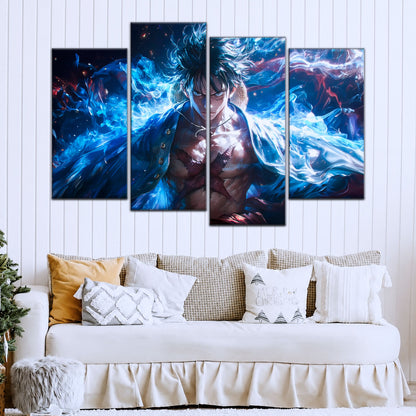 One Piece Canvas Wall Art - Monkey D. Luffy 5 Piece Split Panel Anime Poster - Framed Ready to Hang Living Room & Man Cave Decor - OP5041