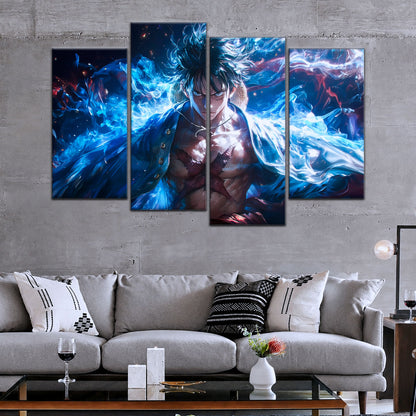 One Piece Canvas Wall Art - Monkey D. Luffy 5 Piece Split Panel Anime Poster - Framed Ready to Hang Living Room & Man Cave Decor - OP5041