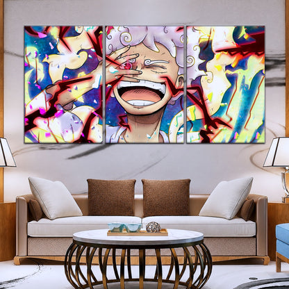 One Piece Canvas Wall Art - Luffy Gear Fifth 5 Piece Split Panel Anime Poster - Framed Ready to Hang Living Room & Man Cave Decor - OP5045