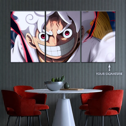 One Piece Canvas Wall Art - Luffy Gear Fifth 5 Piece Split Panel Anime Poster - Framed Ready to Hang Living Room & Man Cave Decor - OP5046