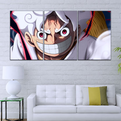 One Piece Canvas Wall Art - Luffy Gear Fifth 5 Piece Split Panel Anime Poster - Framed Ready to Hang Living Room & Man Cave Decor - OP5046