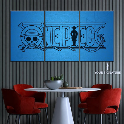 One Piece Canvas Wall Art - Monkey D. Luffy 5 Piece Split Panel Anime Poster - Framed Ready to Hang Living Room & Man Cave Decor - OP5048