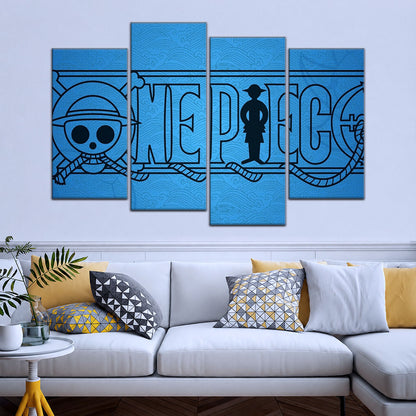 One Piece Canvas Wall Art - Monkey D. Luffy 5 Piece Split Panel Anime Poster - Framed Ready to Hang Living Room & Man Cave Decor - OP5048