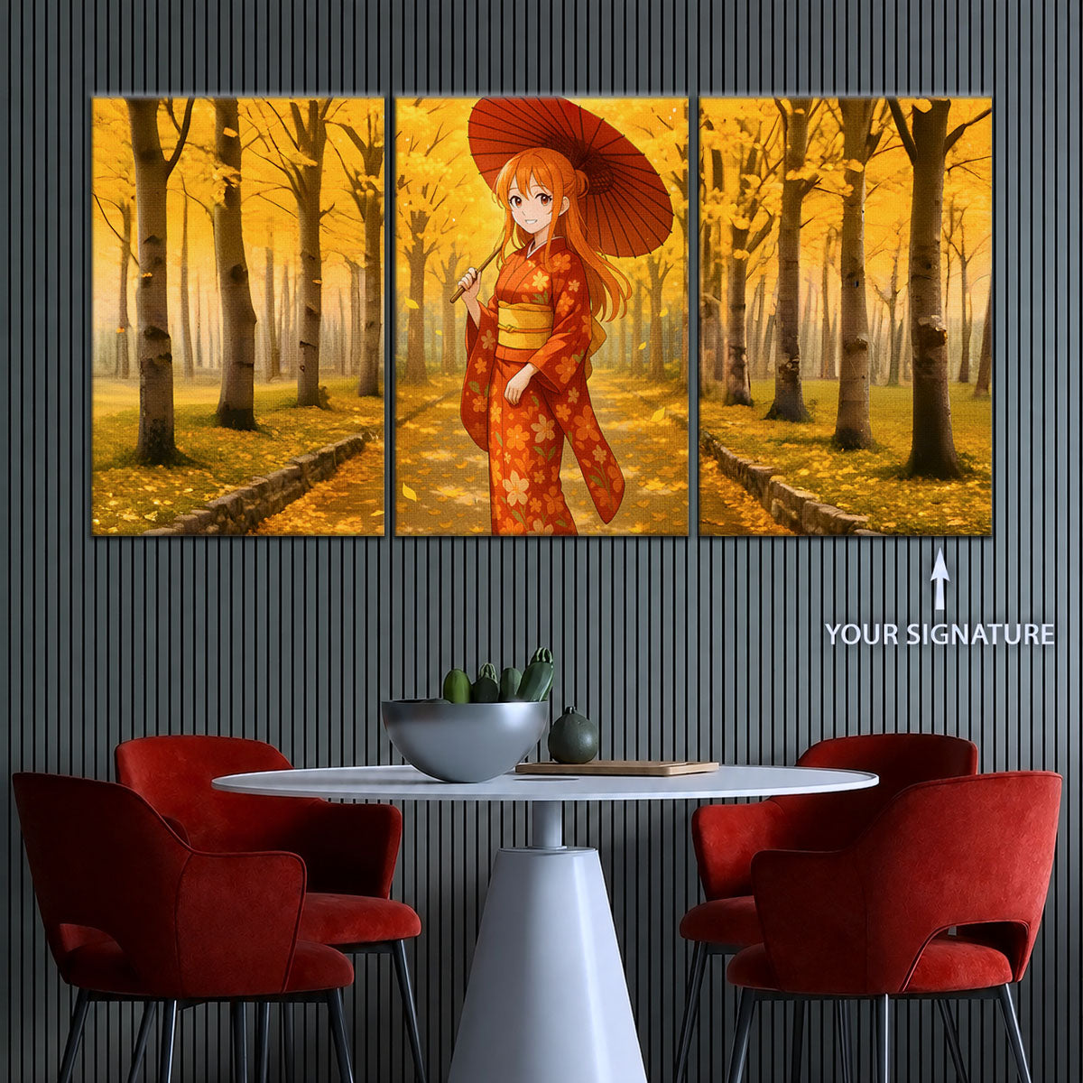 One Piece Canvas Wall Art - Nami Cat Burglar 5 Piece Split Panel Anime Poster - Framed Ready to Hang Living Room & Man Cave Decor - OP5053