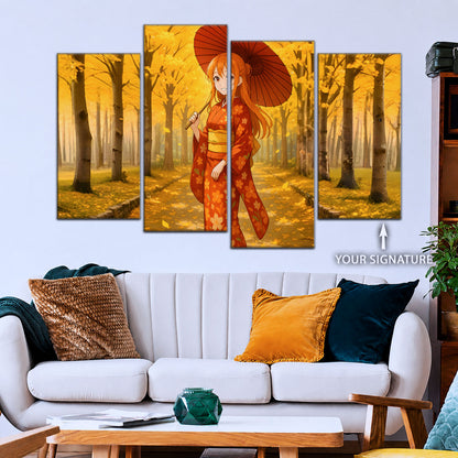 One Piece Canvas Wall Art - Nami Cat Burglar 5 Piece Split Panel Anime Poster - Framed Ready to Hang Living Room & Man Cave Decor - OP5053