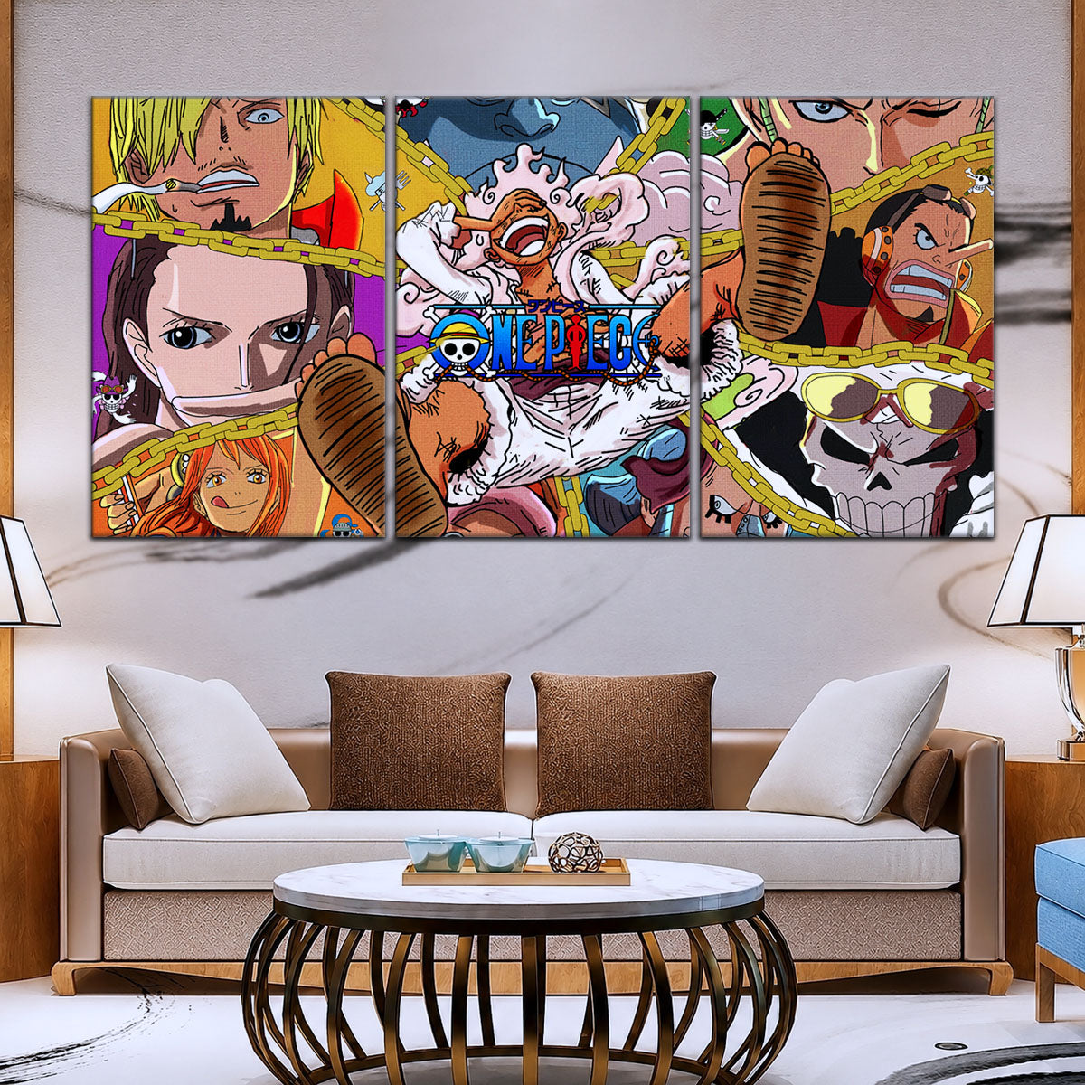 One Piece Canvas Wall Art - OP5061 - Monster Trio Luffy Gear 5 - Roronoa Zoro - Sanji