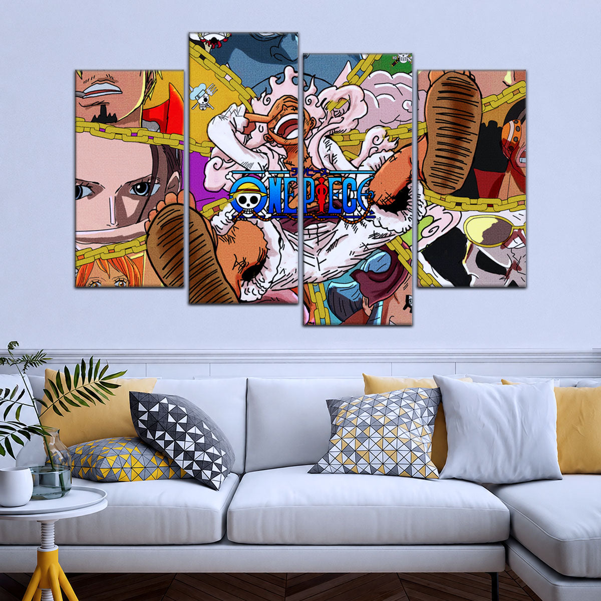 One Piece Canvas Wall Art - OP5061 - Monster Trio Luffy Gear 5 - Roronoa Zoro - Sanji
