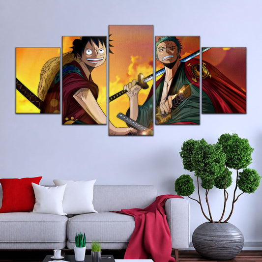 One Piece Wano Arc Canvas Wall Art - OP5065 - Monkey D. Luffy - Roronoa Zoro