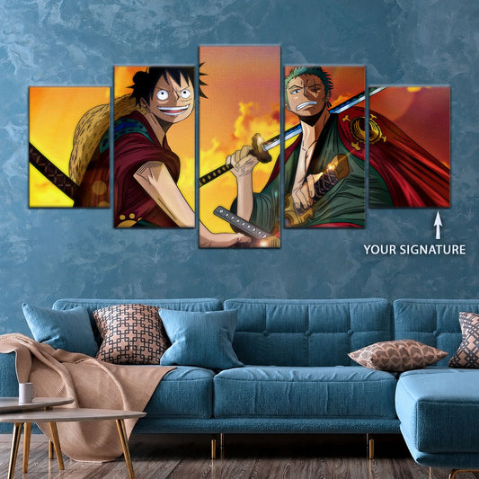 One Piece Wano Arc Canvas Wall Art - OP5065 - Monkey D. Luffy - Roronoa Zoro