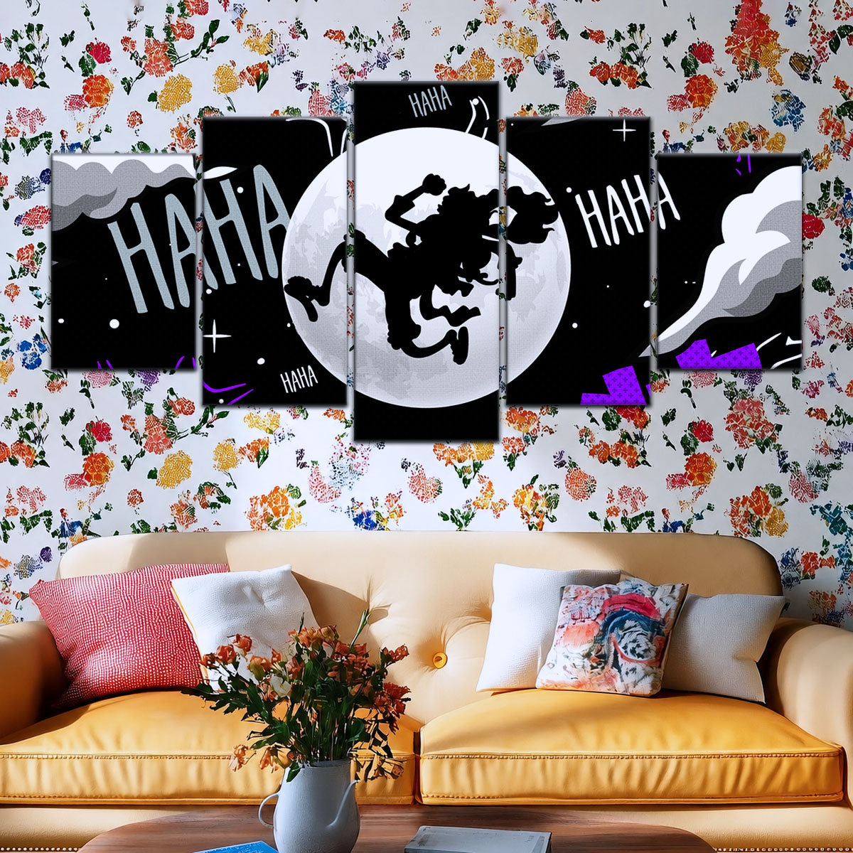 One Piece Canvas Wall Art - Luffy Gear 5 Sun God 5 Piece Split Panel Anime Poster - Framed Ready to Hang Living Room & Man Cave Decor - OP5070