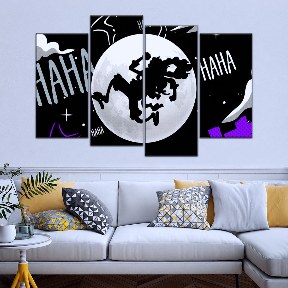 One Piece Canvas Wall Art - Luffy Gear 5 Sun God 5 Piece Split Panel Anime Poster - Framed Ready to Hang Living Room & Man Cave Decor - OP5070
