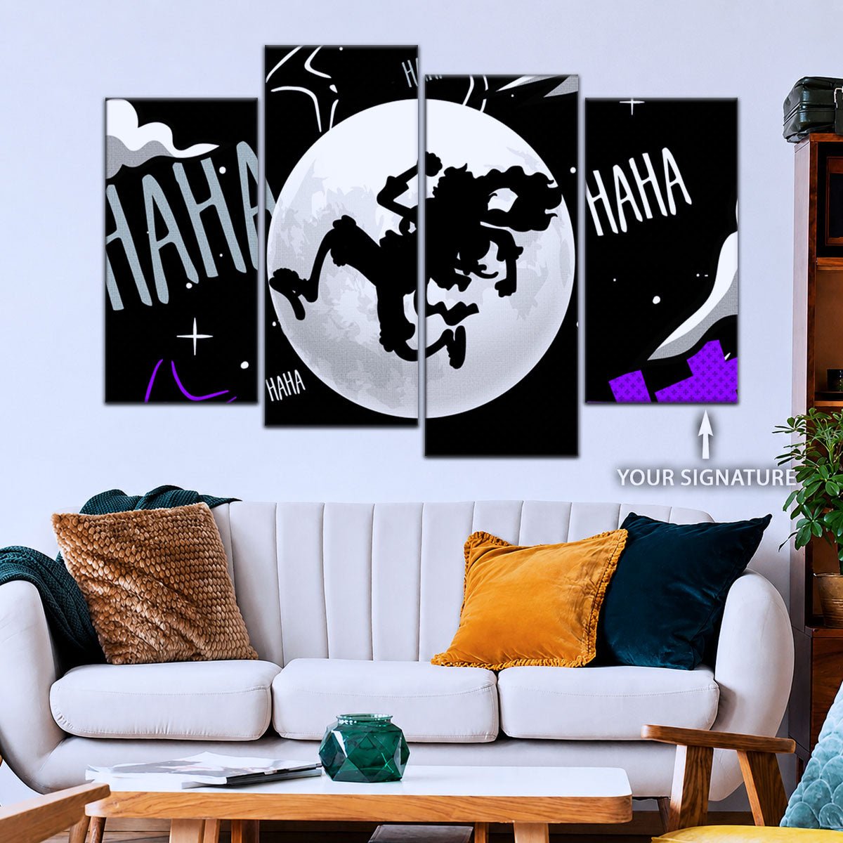 One Piece Canvas Wall Art - Luffy Gear 5 Sun God 5 Piece Split Panel Anime Poster - Framed Ready to Hang Living Room & Man Cave Decor - OP5070