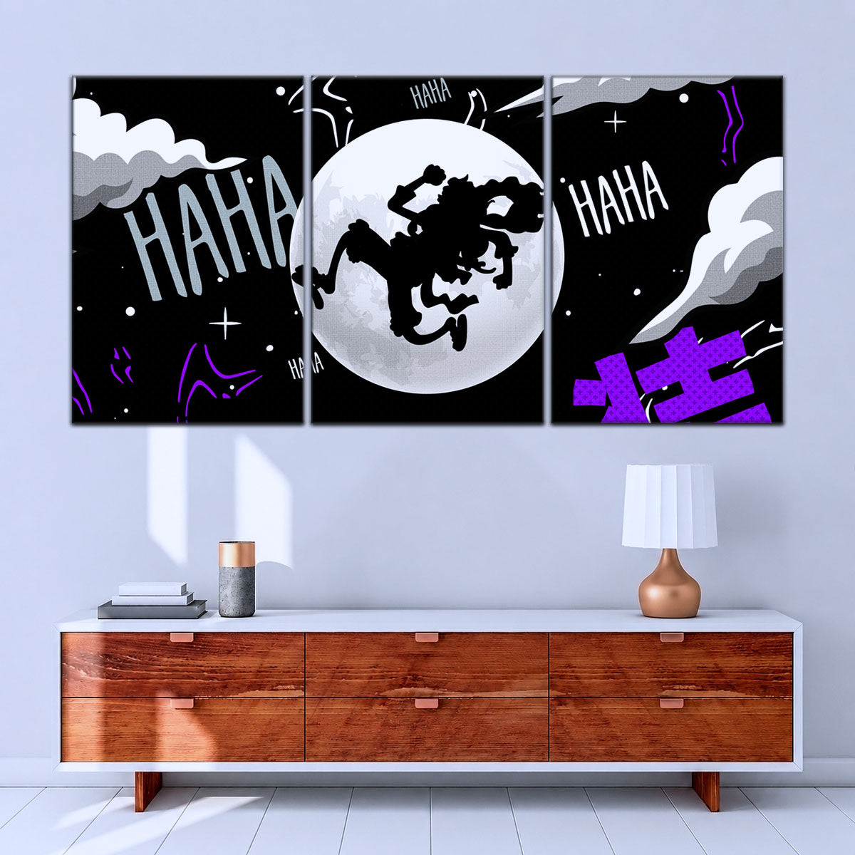 One Piece Canvas Wall Art - Luffy Gear 5 Sun God 5 Piece Split Panel Anime Poster - Framed Ready to Hang Living Room & Man Cave Decor - OP5070