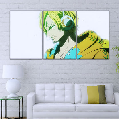 One Piece Canvas Wall Art - Sanji Ultra 5 Piece Split Panel Anime Poster - Framed Ready to Hang Living Room & Man Cave Decor - OP5087