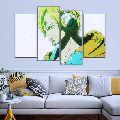 One Piece Canvas Wall Art - Sanji Ultra 5 Piece Split Panel Anime Poster - Framed Ready to Hang Living Room & Man Cave Decor - OP5087