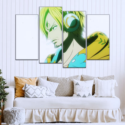 One Piece Canvas Wall Art - Sanji Ultra 5 Piece Split Panel Anime Poster - Framed Ready to Hang Living Room & Man Cave Decor - OP5087