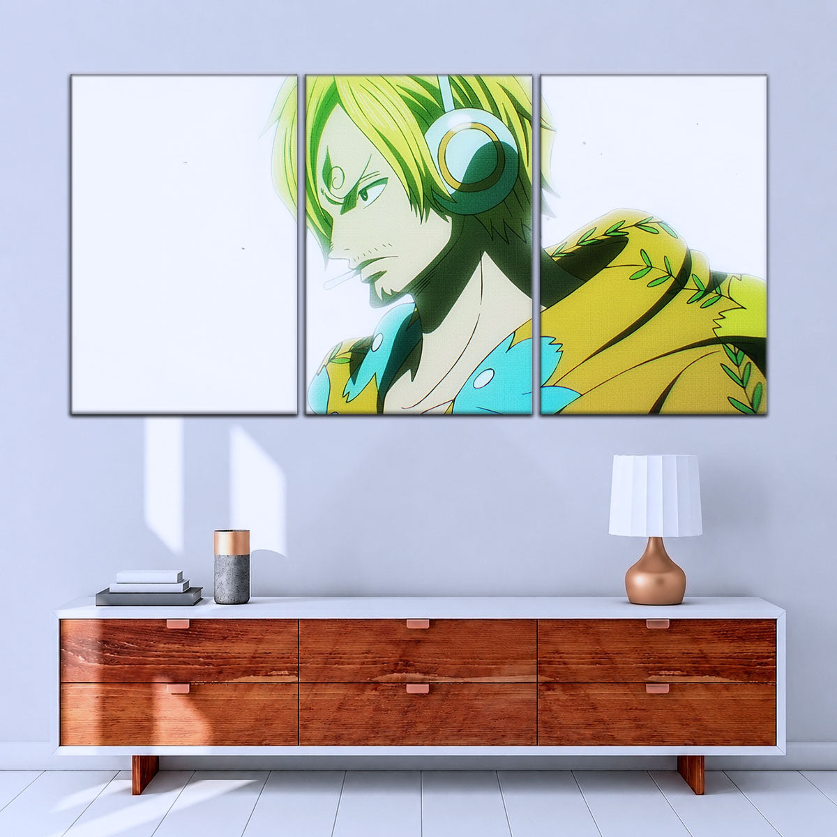 One Piece Canvas Wall Art - Sanji Ultra 5 Piece Split Panel Anime Poster - Framed Ready to Hang Living Room & Man Cave Decor - OP5087