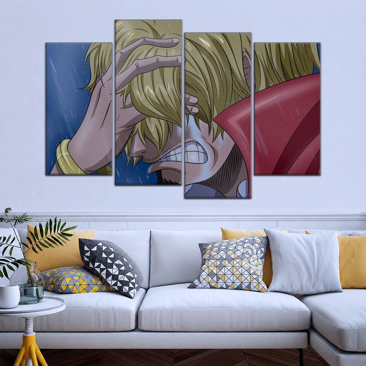 One Piece Canvas Wall Art - Sanji Whole Cake 5 Piece Split Panel Anime Poster - Framed Ready to Hang Living Room & Man Cave Decor - OP5088
