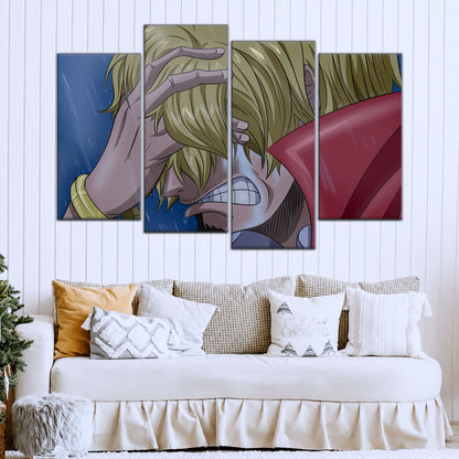 One Piece Canvas Wall Art - Sanji Whole Cake 5 Piece Split Panel Anime Poster - Framed Ready to Hang Living Room & Man Cave Decor - OP5088