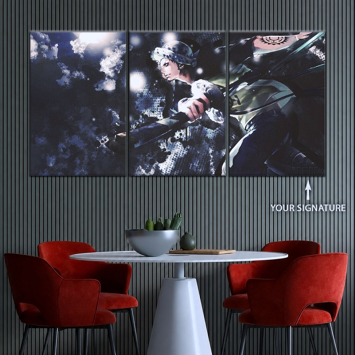 One Piece Canvas Wall Art - Trafalgar Law Room Shambles 5 Piece Split Panel Anime Poster - Framed Ready to Hang Living Room & Man Cave Decor - OP5090