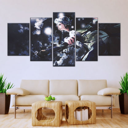 One Piece Canvas Wall Art - Trafalgar Law Room Shambles 5 Piece Split Panel Anime Poster - Framed Ready to Hang Living Room & Man Cave Decor - OP5090