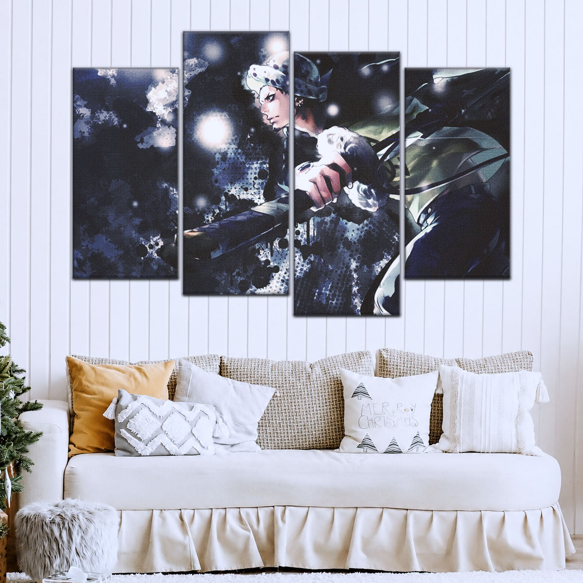 One Piece Canvas Wall Art - Trafalgar Law Room Shambles 5 Piece Split Panel Anime Poster - Framed Ready to Hang Living Room & Man Cave Decor - OP5090
