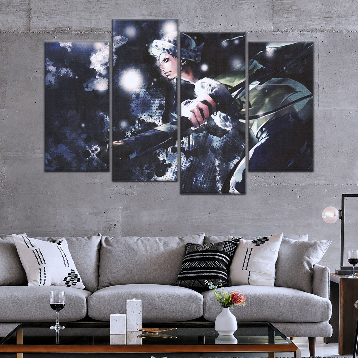 One Piece Canvas Wall Art - Trafalgar Law Room Shambles 5 Piece Split Panel Anime Poster - Framed Ready to Hang Living Room & Man Cave Decor - OP5090