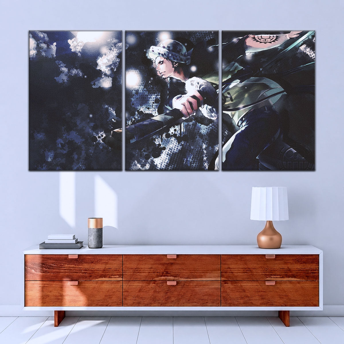 One Piece Canvas Wall Art - Trafalgar Law Room Shambles 5 Piece Split Panel Anime Poster - Framed Ready to Hang Living Room & Man Cave Decor - OP5090