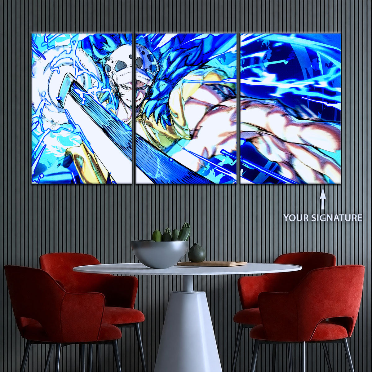 One Piece Canvas Wall Art - Trafalgar Law Room Shambles 5 Piece Split Panel Anime Poster - Framed Ready to Hang Living Room & Man Cave Decor - OP5091