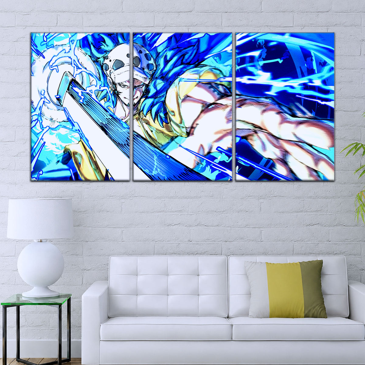 One Piece Canvas Wall Art - Trafalgar Law Room Shambles 5 Piece Split Panel Anime Poster - Framed Ready to Hang Living Room & Man Cave Decor - OP5091