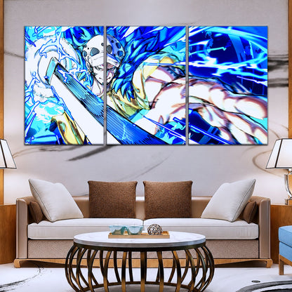 One Piece Canvas Wall Art - Trafalgar Law Room Shambles 5 Piece Split Panel Anime Poster - Framed Ready to Hang Living Room & Man Cave Decor - OP5091
