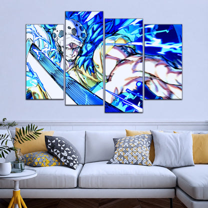 One Piece Canvas Wall Art - Trafalgar Law Room Shambles 5 Piece Split Panel Anime Poster - Framed Ready to Hang Living Room & Man Cave Decor - OP5091
