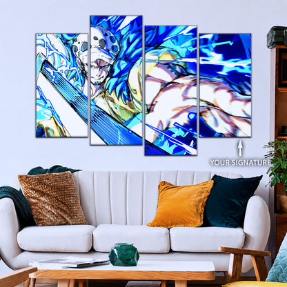 One Piece Canvas Wall Art - Trafalgar Law Room Shambles 5 Piece Split Panel Anime Poster - Framed Ready to Hang Living Room & Man Cave Decor - OP5091