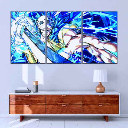 One Piece Canvas Wall Art - Trafalgar Law Room Shambles 5 Piece Split Panel Anime Poster - Framed Ready to Hang Living Room & Man Cave Decor - OP5091