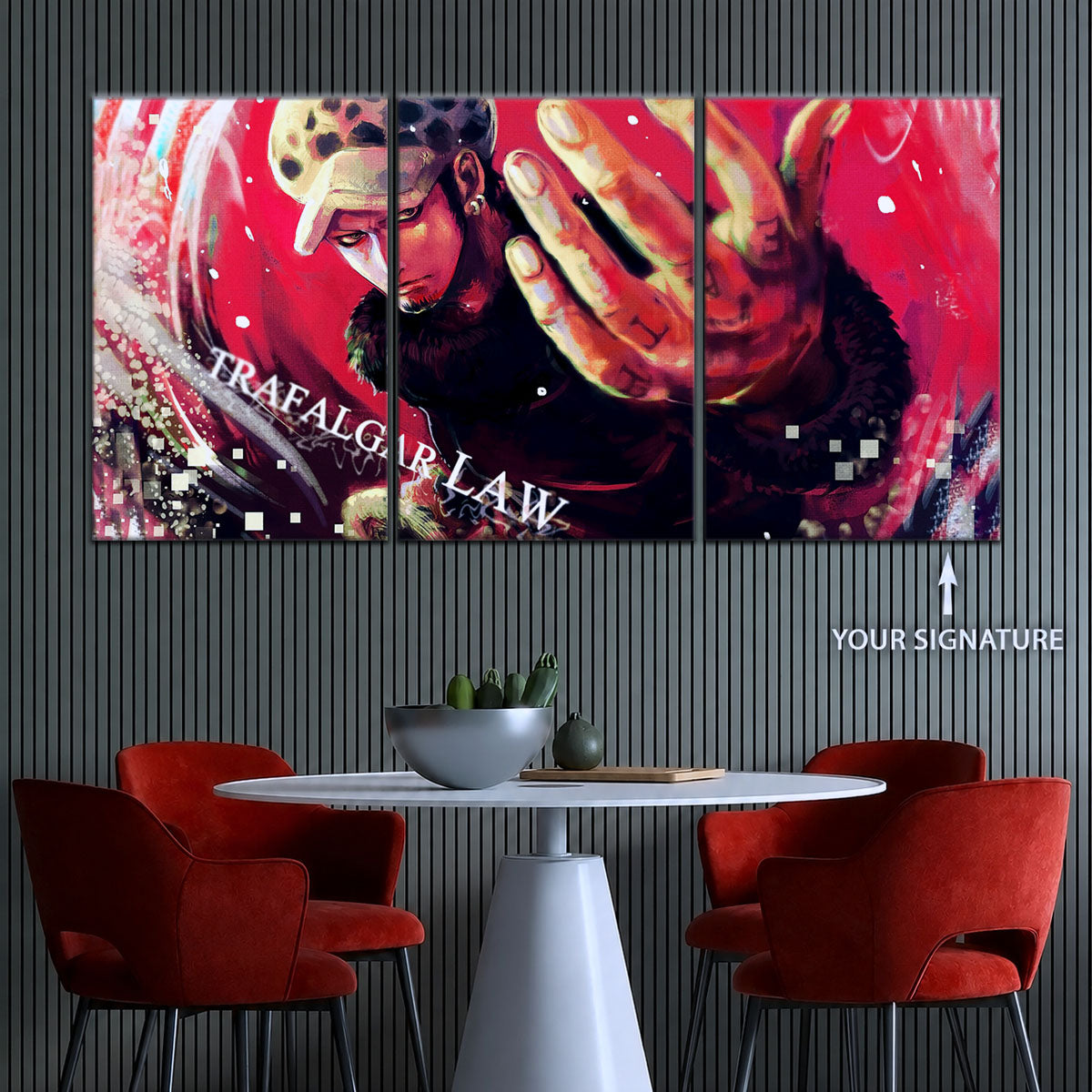One Piece Canvas Wall Art - Trafalgar Law Room Shambles 5 Piece Split Panel Anime Poster - Framed Ready to Hang Living Room & Man Cave Decor - OP5092