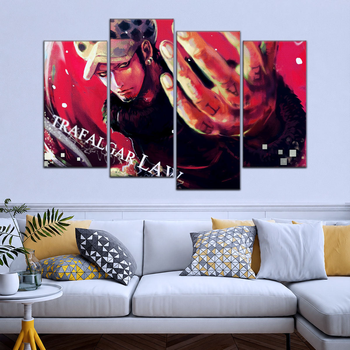 One Piece Canvas Wall Art - Trafalgar Law Room Shambles 5 Piece Split Panel Anime Poster - Framed Ready to Hang Living Room & Man Cave Decor - OP5092