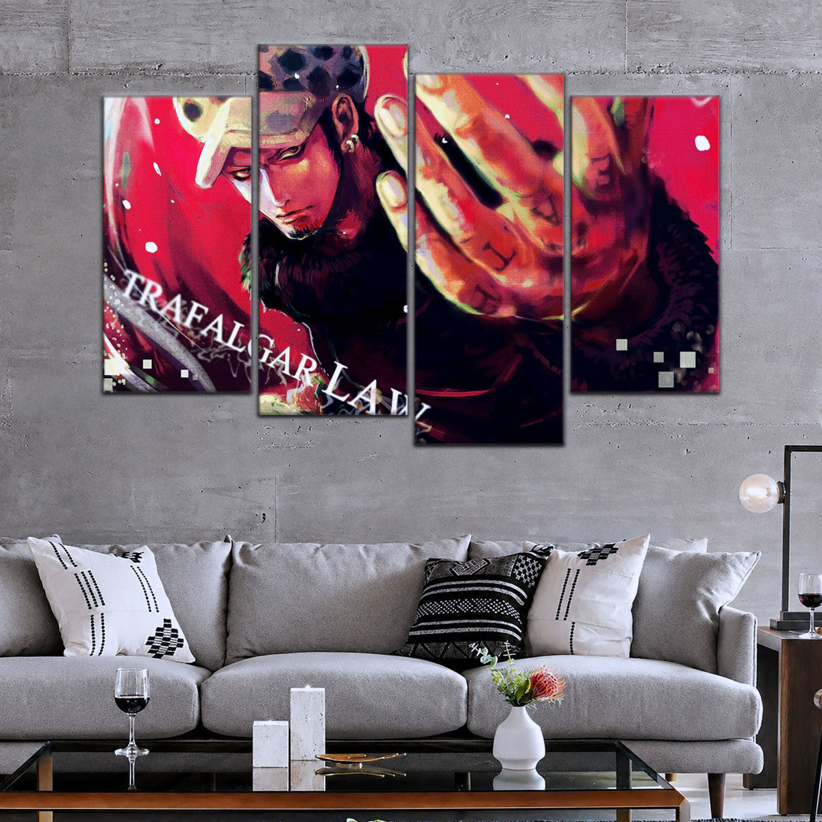 One Piece Canvas Wall Art - Trafalgar Law Room Shambles 5 Piece Split Panel Anime Poster - Framed Ready to Hang Living Room & Man Cave Decor - OP5092