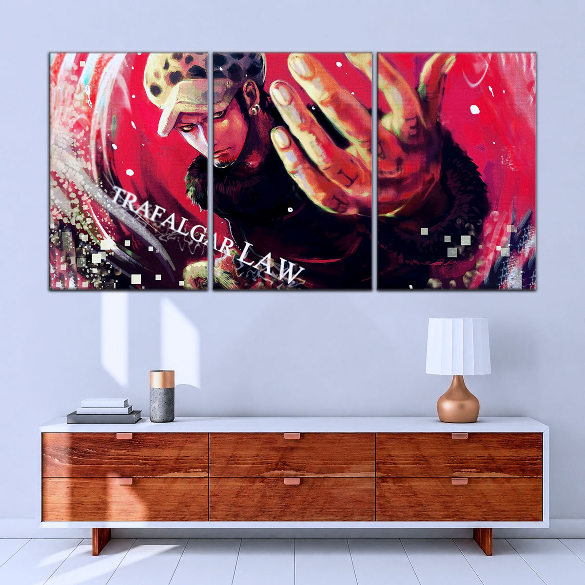 One Piece Canvas Wall Art - Trafalgar Law Room Shambles 5 Piece Split Panel Anime Poster - Framed Ready to Hang Living Room & Man Cave Decor - OP5092