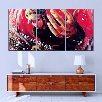 One Piece Canvas Wall Art - Trafalgar Law Room Shambles 5 Piece Split Panel Anime Poster - Framed Ready to Hang Living Room & Man Cave Decor - OP5092