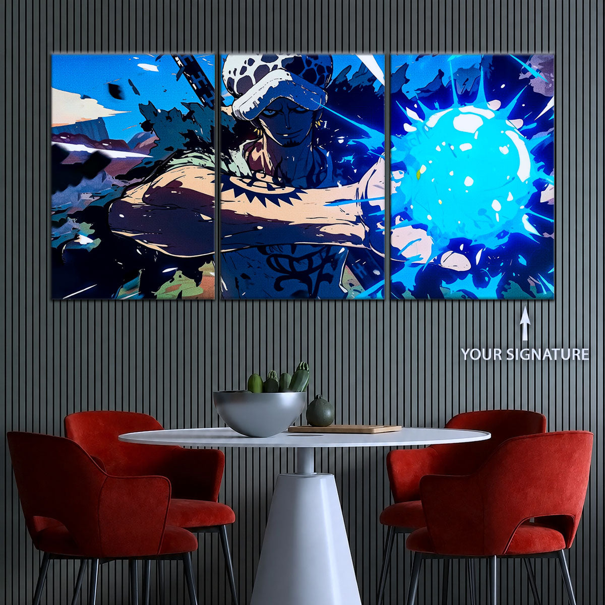 One Piece Canvas Wall Art - Trafalgar Law Room Shambles 5 Piece Split Panel Anime Poster - Framed Ready to Hang Living Room & Man Cave Decor - OP5093