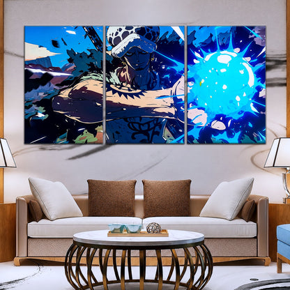 One Piece Canvas Wall Art - Trafalgar Law Room Shambles 5 Piece Split Panel Anime Poster - Framed Ready to Hang Living Room & Man Cave Decor - OP5093