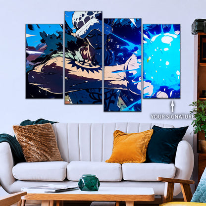 One Piece Canvas Wall Art - Trafalgar Law Room Shambles 5 Piece Split Panel Anime Poster - Framed Ready to Hang Living Room & Man Cave Decor - OP5093