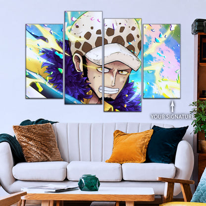 One Piece Canvas Wall Art - Trafalgar Law Room Shambles 5 Piece Split Panel Anime Poster - Framed Ready to Hang Living Room & Man Cave Decor - OP5094