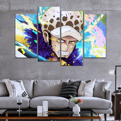 One Piece Canvas Wall Art - Trafalgar Law Room Shambles 5 Piece Split Panel Anime Poster - Framed Ready to Hang Living Room & Man Cave Decor - OP5094
