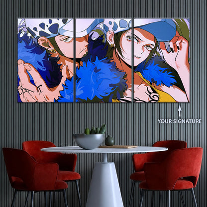 One Piece Canvas Wall Art - Trafalgar Law Room Shambles 5 Piece Split Panel Anime Poster - Framed Ready to Hang Living Room & Man Cave Decor - OP5095