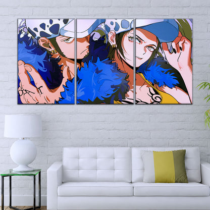 One Piece Canvas Wall Art - Trafalgar Law Room Shambles 5 Piece Split Panel Anime Poster - Framed Ready to Hang Living Room & Man Cave Decor - OP5095