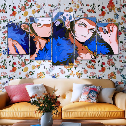 One Piece Canvas Wall Art - Trafalgar Law Room Shambles 5 Piece Split Panel Anime Poster - Framed Ready to Hang Living Room & Man Cave Decor - OP5095