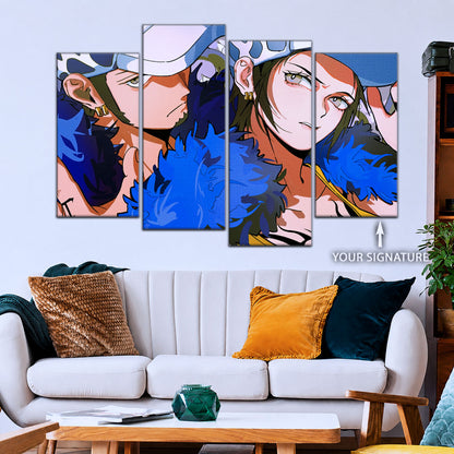 One Piece Canvas Wall Art - Trafalgar Law Room Shambles 5 Piece Split Panel Anime Poster - Framed Ready to Hang Living Room & Man Cave Decor - OP5095