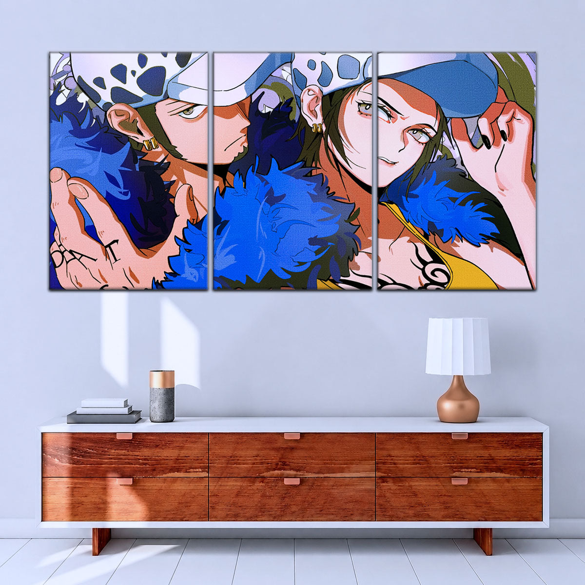 One Piece Canvas Wall Art - Trafalgar Law Room Shambles 5 Piece Split Panel Anime Poster - Framed Ready to Hang Living Room & Man Cave Decor - OP5095
